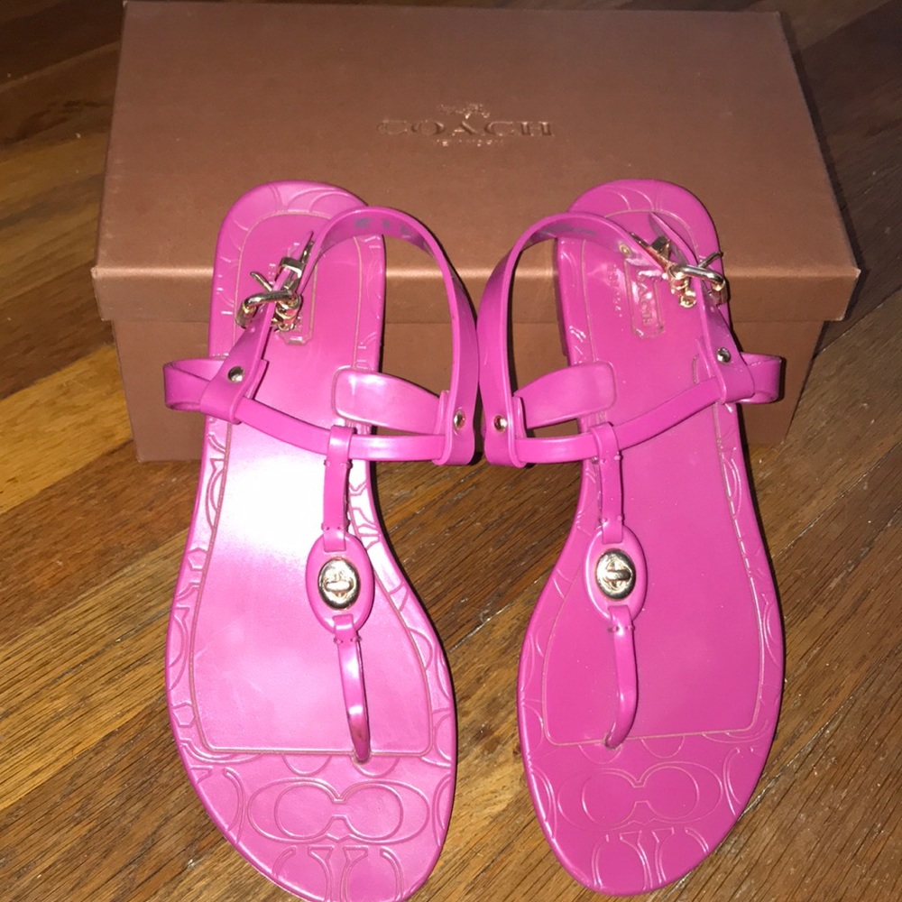 COACH - Hot Pink & Gold Jelly Sandal Size 7